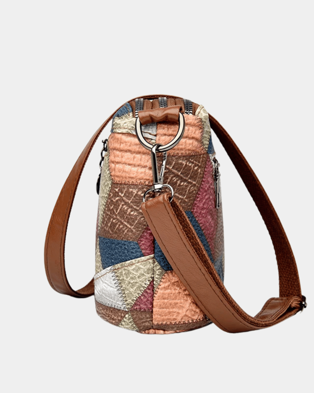 Bolsa Viviane em couro com estampa geométric