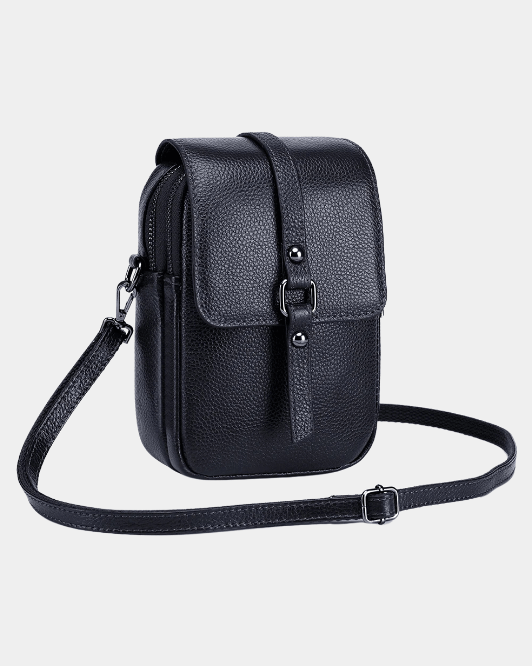 Bolsa Bia compacta transversal em couro