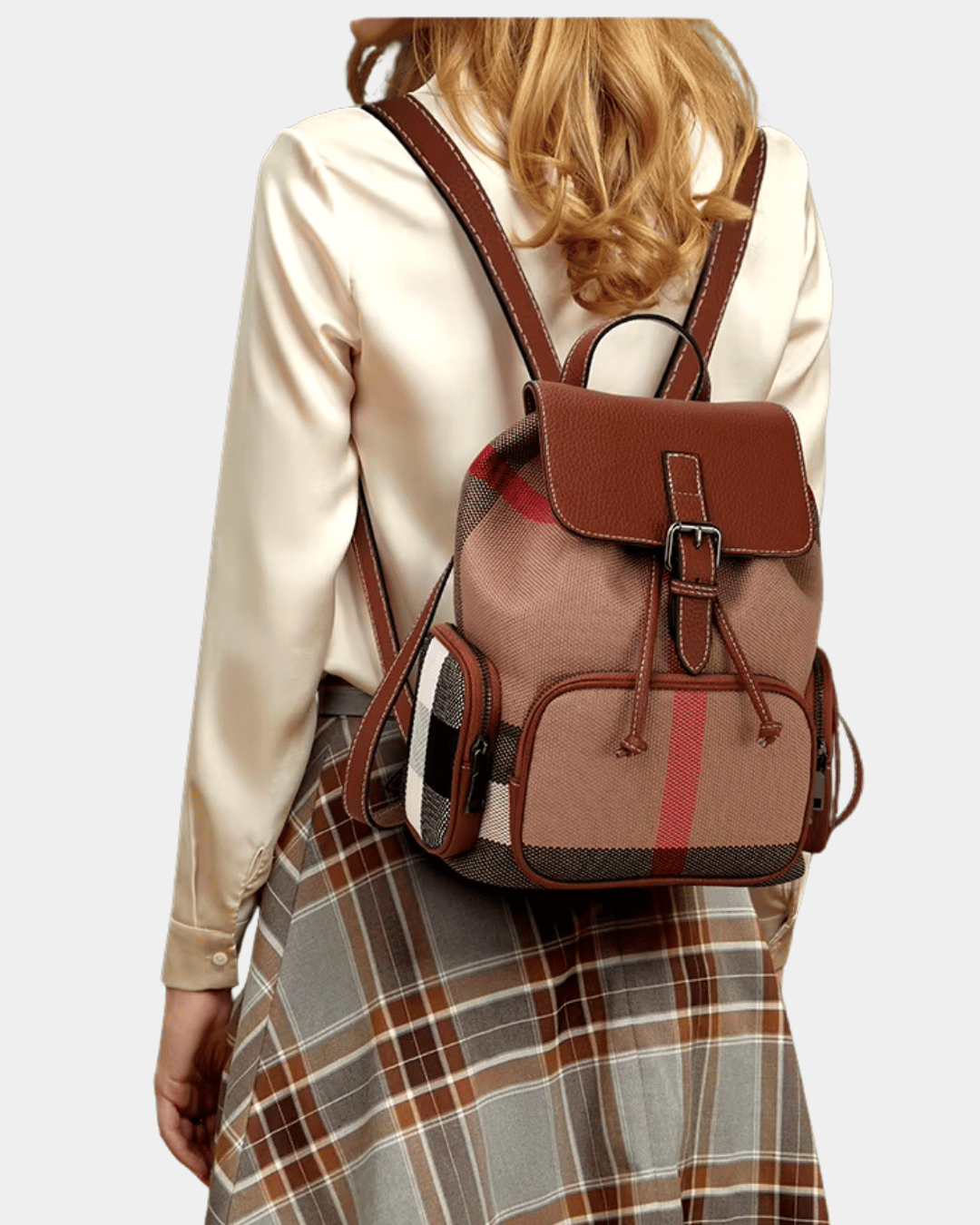 Mochila retrô de couro genuín