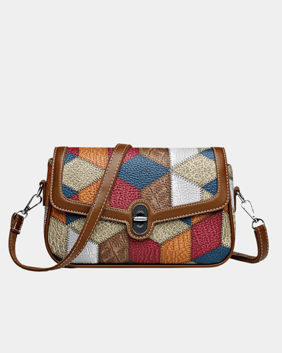 Bolsa Maria em couro com estampa geométric