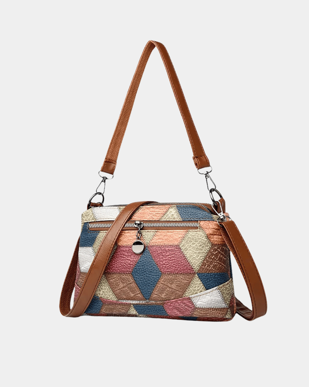 Bolsa Viviane em couro com estampa geométric