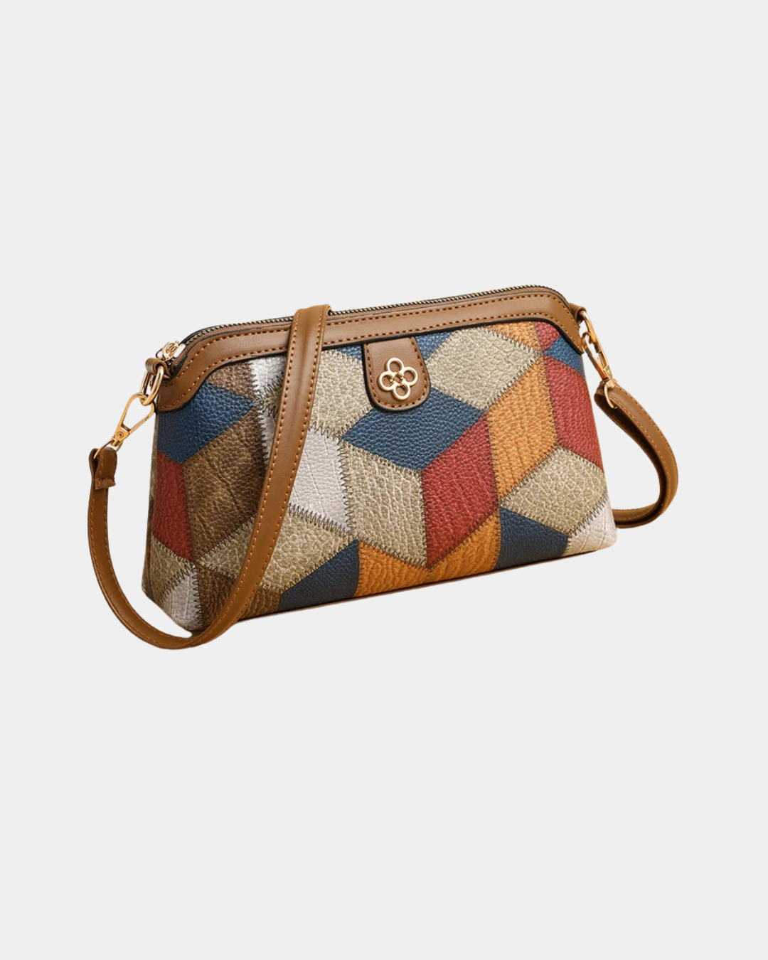 Bolsa Luana em couro com estampa geométric