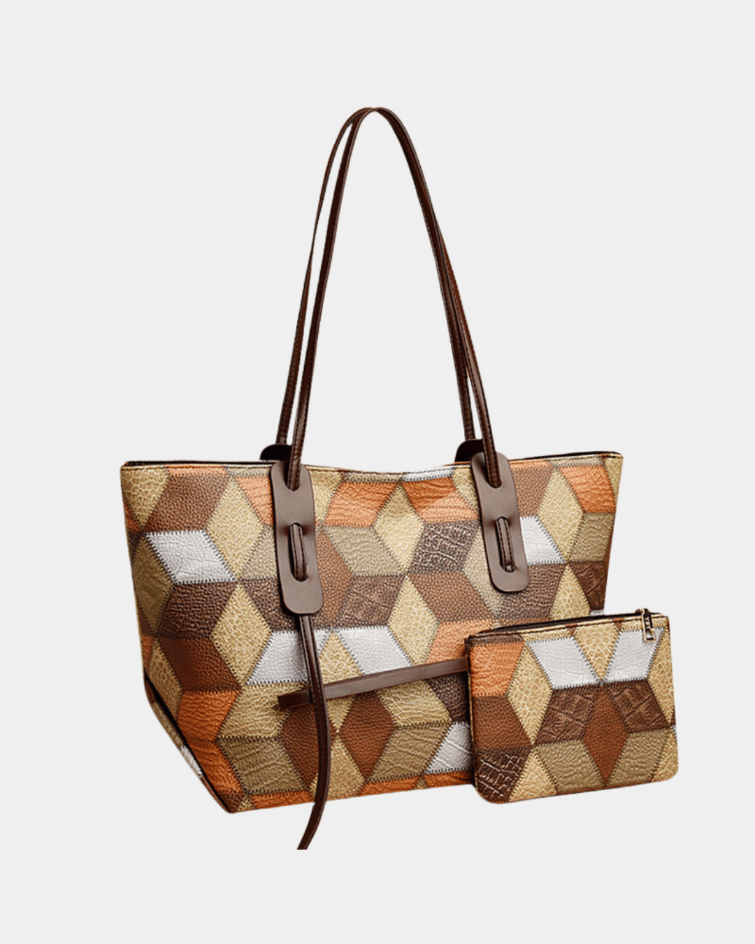 Bolsa havaiana de couro com estampa geométrica